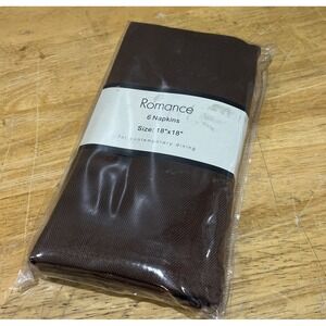 Benson Mills Romance Brown Herringbone Texture Napkins Set Of 6 18x18"